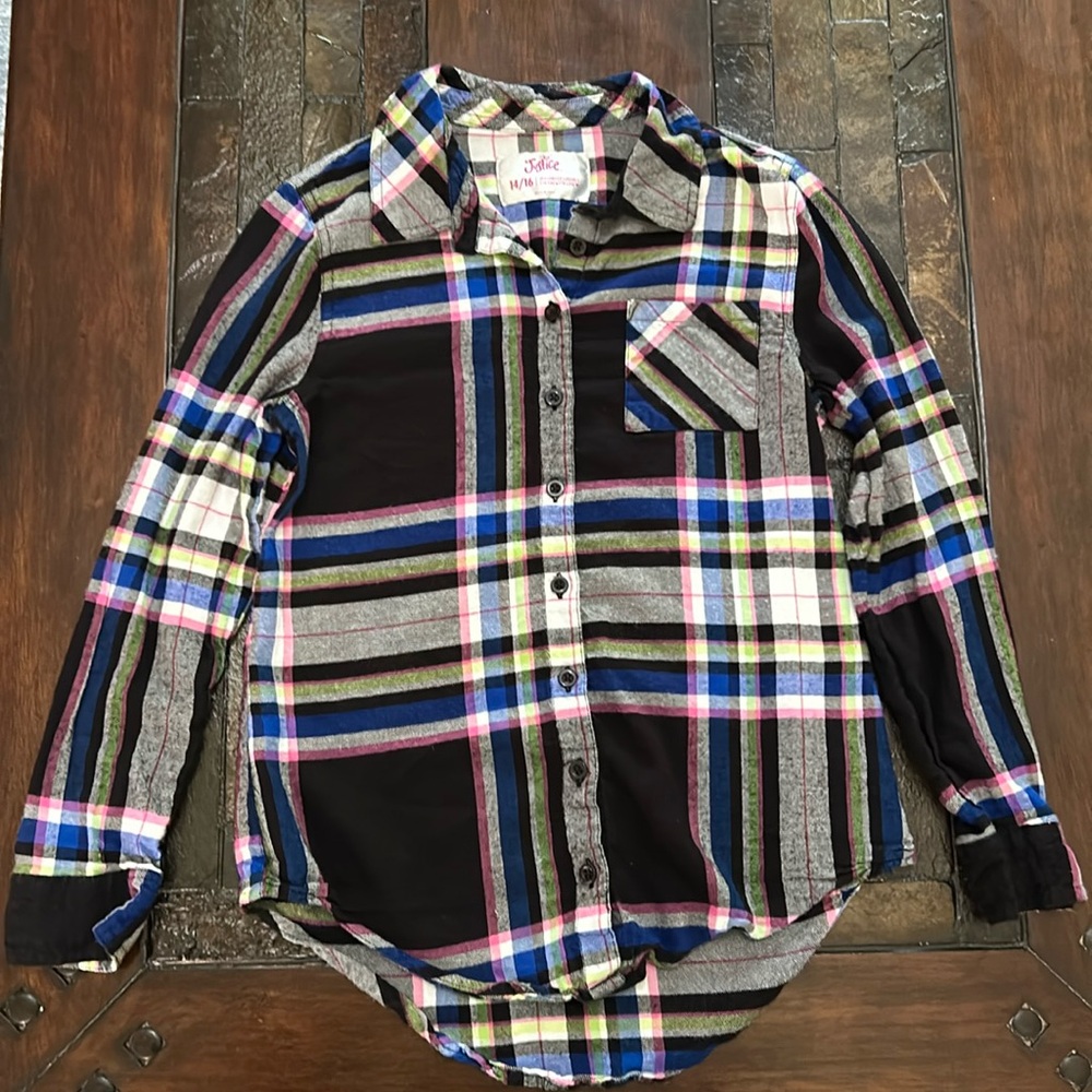 Justice Plaid Top